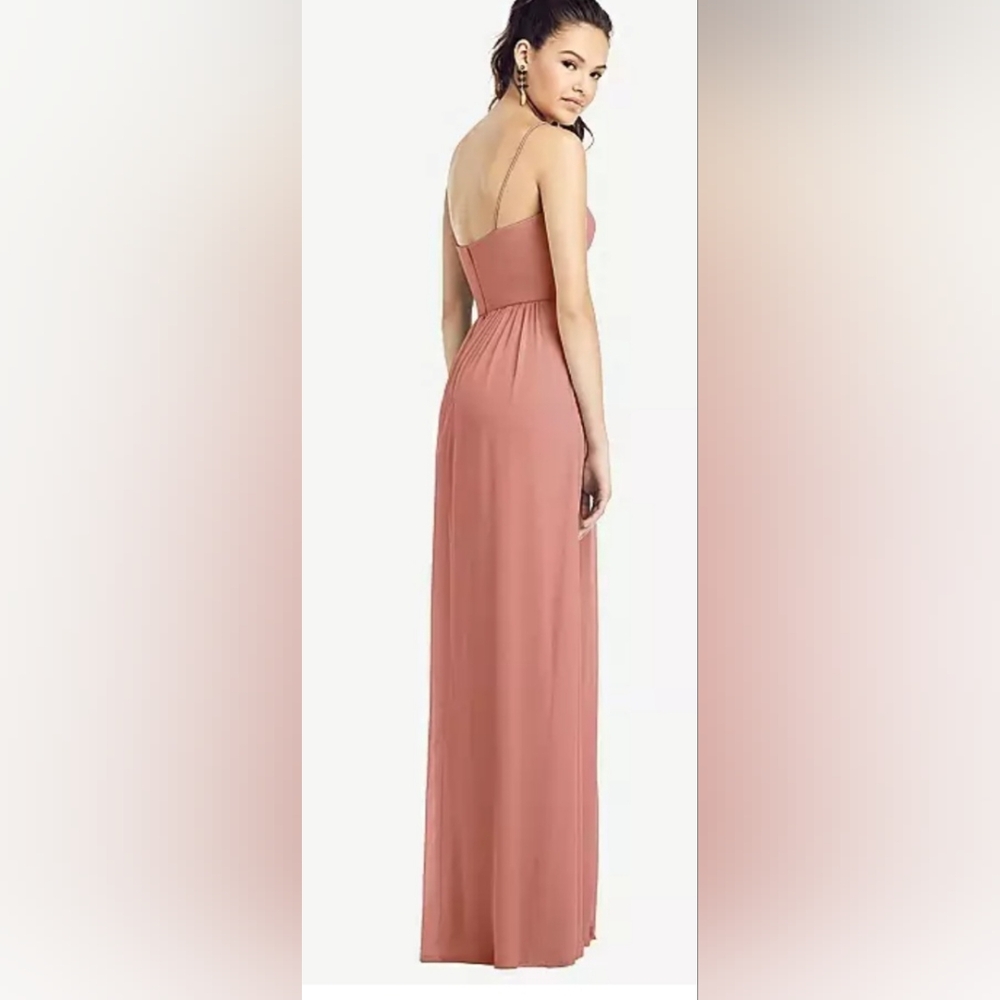 ❤ ❤️ Spaghetti Strap Chiffon Dress with Front Slit in Desert Rose - Size 10 - Picture 2 of 5